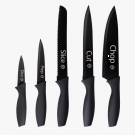 MasterChef - Комплект ножове черно острие с надписи - 5 ч.