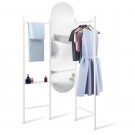 UMBRA Свободностоящо огледало със закачалка за дрехи и поставка за аксесоари “VALA“ - цвят бял