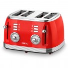 SOGO Ретро тостер за 4 филии 1500W - червен