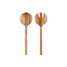 MAKU Прибори за салата от акация - оребрени - 30 см.