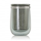 AdHoc Двустенна чаша с инфузер за чай Fusion Glass - 400 мл. - сиво стъкло