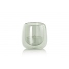 AdHoc Двустенен стъклен свещник Yuna - сив