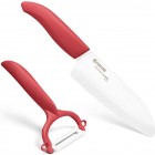 KYOCERA Комплект керамичен нож серия "GEN" и белачка - цвят червен