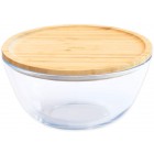 PEBBLY Стъклена купа с бамбуков капак - 1,6 л.