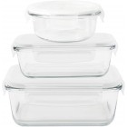 PEBBLY Сет от 3 бр. стъклени кутии за храна с различни размери - 620, 650, 800 мл