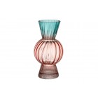 4LIVING Стъклена ваза “Poppy“ - цвят тюркоаз/праскова 