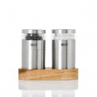 AdHoc Комплект мелнички за сол и пипер със стойка - Menage Molto - стомана/акация