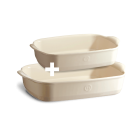 EMILE HENRY Комплект от 2 бр керамични тави за печене - цвят екрю