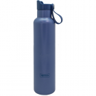 Nerthus Двустенна спортна бутилка с дръжка Click Cap, цвят тъмно син - 750 мл.