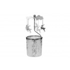 WINTERIA Свещник каросел / въртележка "Еленчета" - цвят сребрист