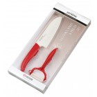 KYOCERA Комплект керамичен нож с белачка - цвят червен