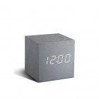 GINGKO Часовник/термометър “CUBE“ - алуминиев ефект с бели цифри