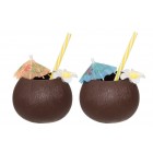 TAMMER BRANDS Комплект 2 чаши за коктейли със сламки “Кокосов орех“