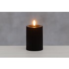FINNLUMOR LED свещ с 3D пламък и оребрен дизайн - черна