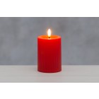 FINNLUMOR LED свещ с 3D пламък и оребрен дизайн - червена