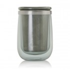 AdHoc Двустенна чаша с инфузер за чай Fusion Glass - 400 мл. - сиво стъкло